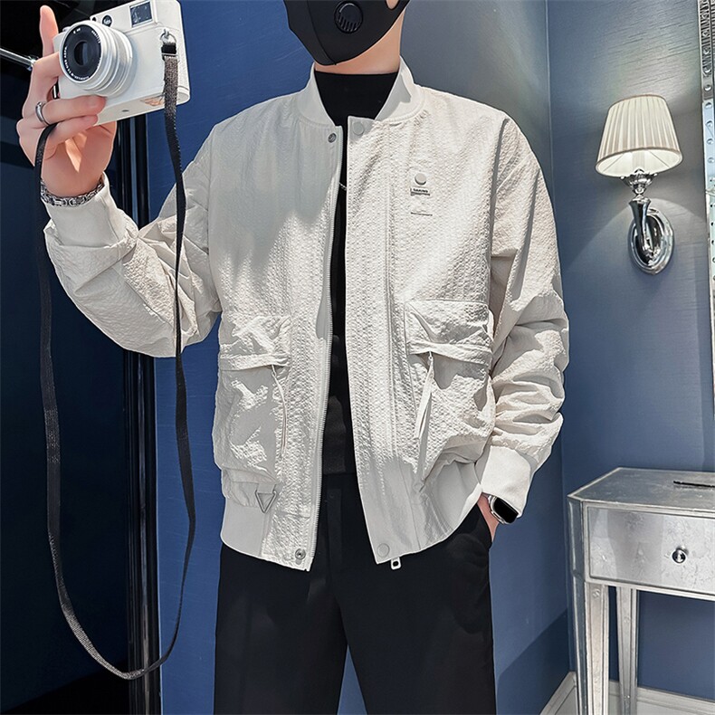 棒球领夹克男修身潮痞帅高级感社会小伙店主风301C-JK12-P98控138,男装夹克,星座301C（原B323）
