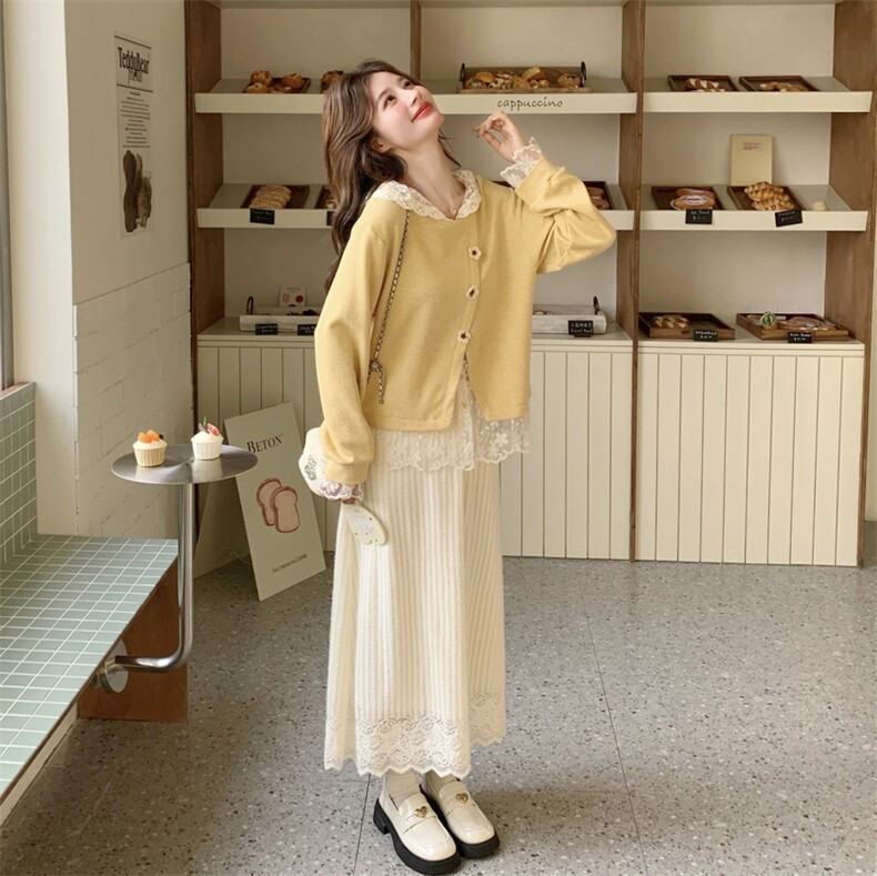 新款大货已出针织上衣2件套半裙套装607-p175-k279,女装套装/套裙,2C062