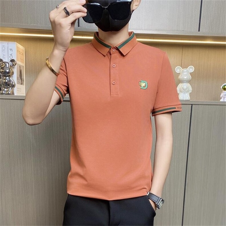 PL036-P40社会小伙男士有带领短袖T恤带领子男装翻领刺绣polo衫，男装Polo衫，电商D310B