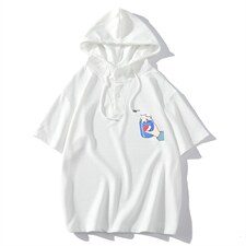 LD54262-P45NASA连帽短袖t恤男大码胖子带帽五分袖中袖海报风，男装T恤，电商A040