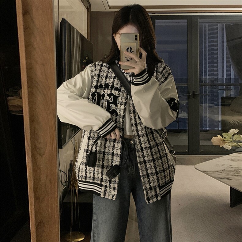 美式棒球服女秋冬刺绣拼接皮袖复古夹克情侣宽松翻领外套C669-75,男装夹克,星座911-2(原星座613-2）