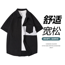 夏季新款拼接短袖衬衫男士短袖，男装T恤，星座1107-1