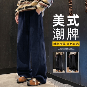 休闲卫裤男生秋冬季2025新款宽松直筒针织青少年运动裤Z2602-P40图片