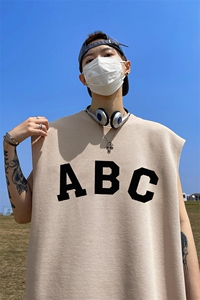 华夫格背心 直播高品质重磅220克 ABC字母印花HB753-P25控38图片