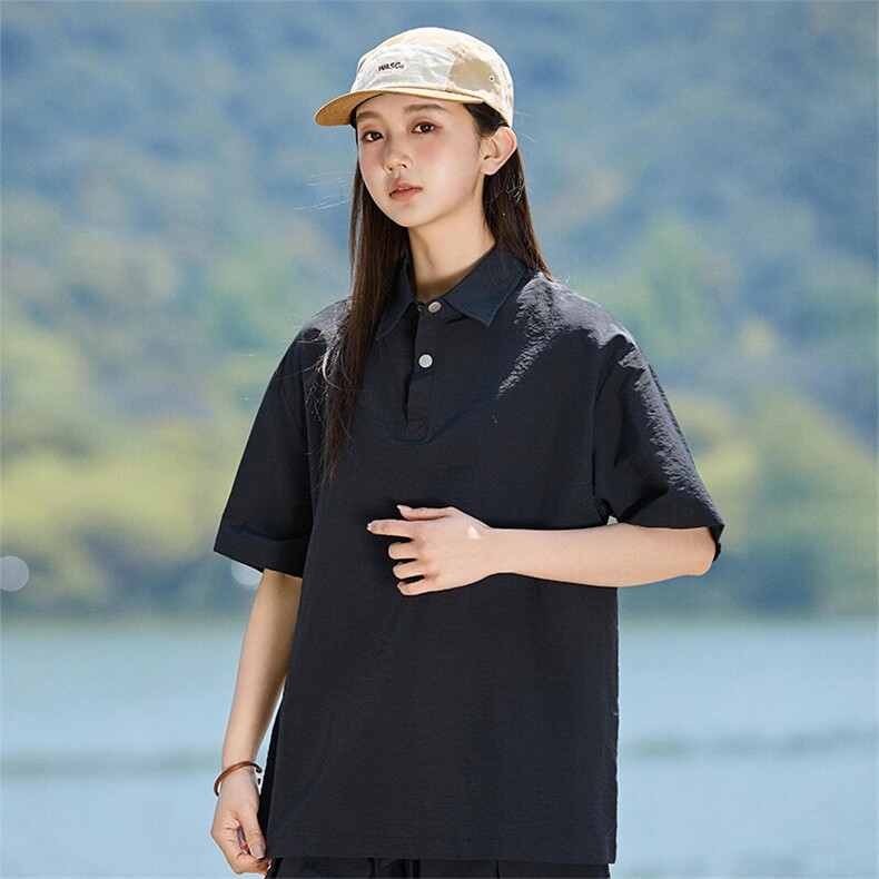 2025夏季时尚薄款简约百搭Polo领宽松T恤上衣女A406T6067特P35,男装T恤,星座309（原A406）