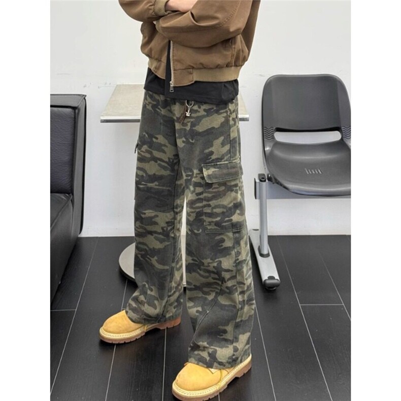 迷彩工装牛仔裤男美式机能风宽松休闲水洗痞帅直筒裤ND782,男装牛仔裤,星座1116A（原606A-3）