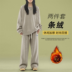 美式重磅卫裤秋冬季新款加绒套装TZ812常规特批98加绒特批118，男装休闲套装，星座718