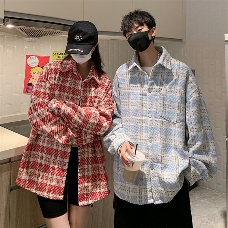 8XL-M特大码高级感千鸟格闲大码情侣复古翻领夹克外套JK1303P65,男装夹克,电商D206-1
