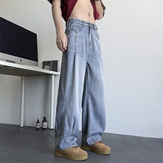 美式高街阔腿牛仔裤男2025夏季薄款潮牌宽松直筒垂感裤BY106-P48，男装牛仔裤，星座610（原A335）