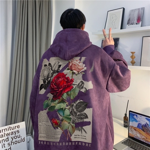 2026秋季新款宽松玫瑰印花麂皮绒宽松连帽卫衣JK23389特批43-控69图片