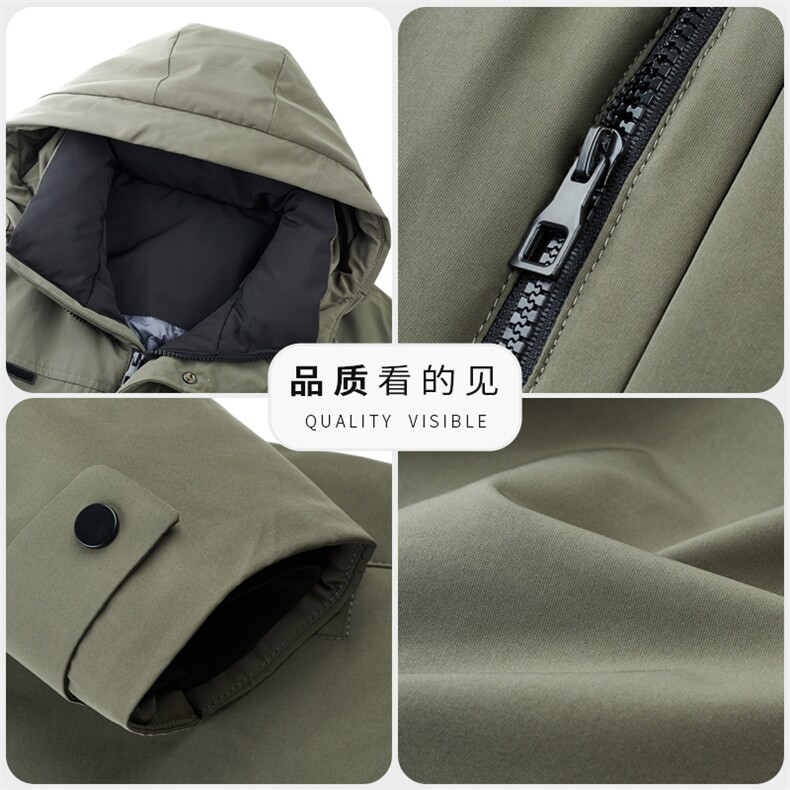 冬男士连帽羽鸭绒御寒加厚保暖防风防寒工装服外套中长款派客服,男装棉衣,钱塘6003（原4033）
