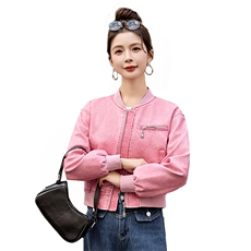 现货时髦做旧复古PU皮衣夹克外套女小个子2024新款短款立领机车服，女装皮衣，潮流依族