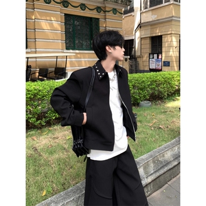 JY235-P55 小众金属铆钉设计感垫肩外套男短款 网图图片