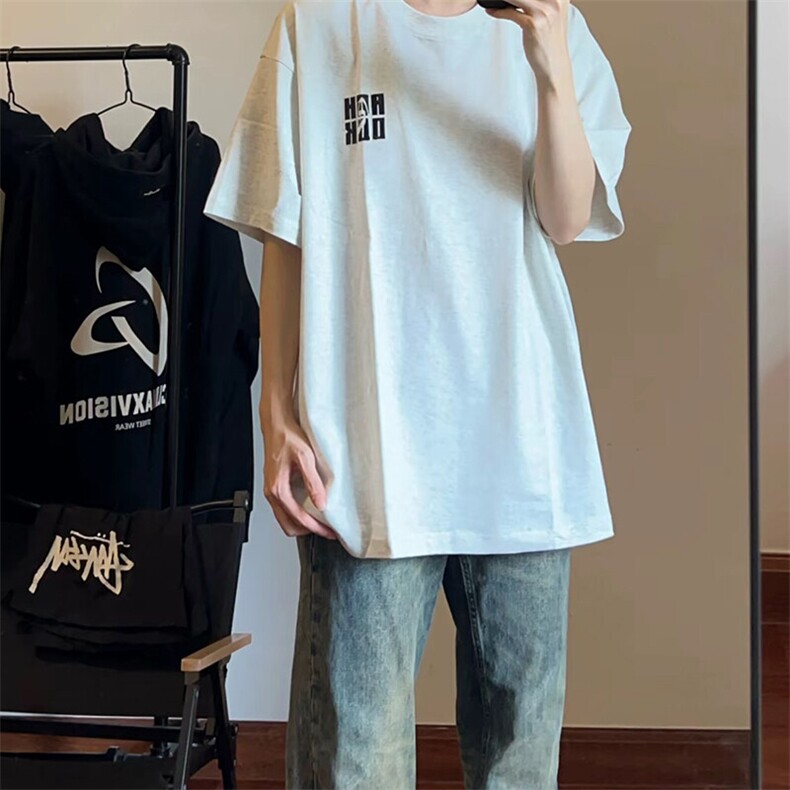 万针全刺绣工艺抖音得物高品质260克重磅纯棉双纱美式高街短袖T恤,男装T恤,电商A486-1