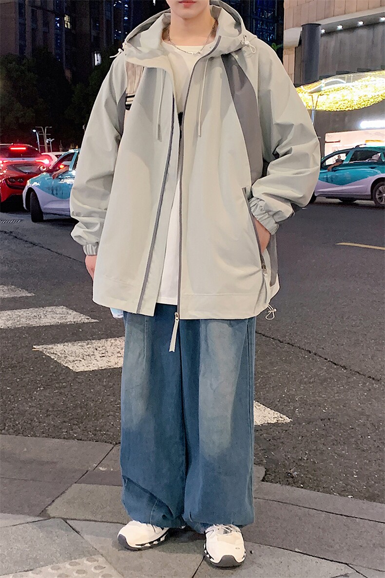 秋季新款二开宽松夹克男撞色冲锋衣外套DSA157B-JK7837-特P68,男装夹克,电商A157B
