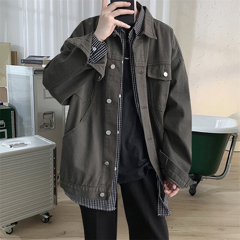 美式复古工装牛仔夹克质感水洗日系街头风外套HY02TP60控85,男装夹克,电商A102B