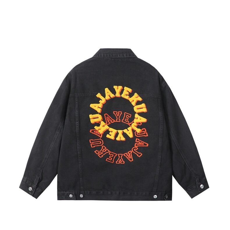 24新款水洗字母毛巾料刺绣宽松工装牛仔夹克外套N607/P110,男装夹克,星座202-1
