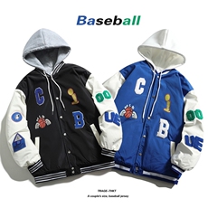 棒球服夹克棉衣2023假两件连帽棉服棉袄男女外套3317-P90控138，男装夹克，星座207