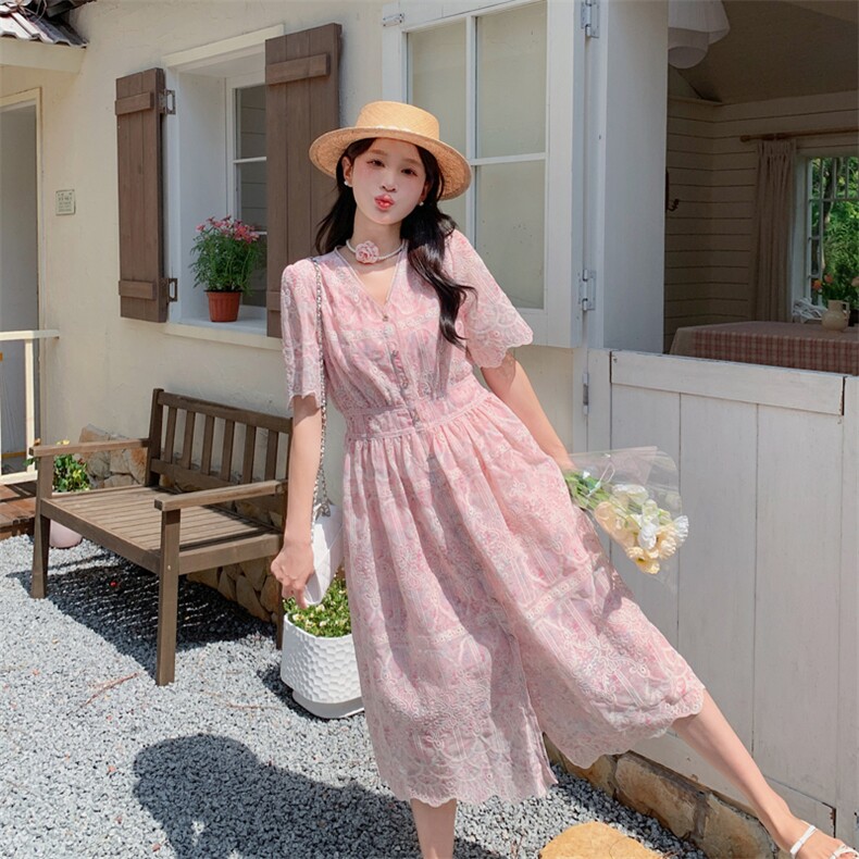 现货夏装粉色连衣裙2C092-661-P135-K198,女装连衣裙,2C092