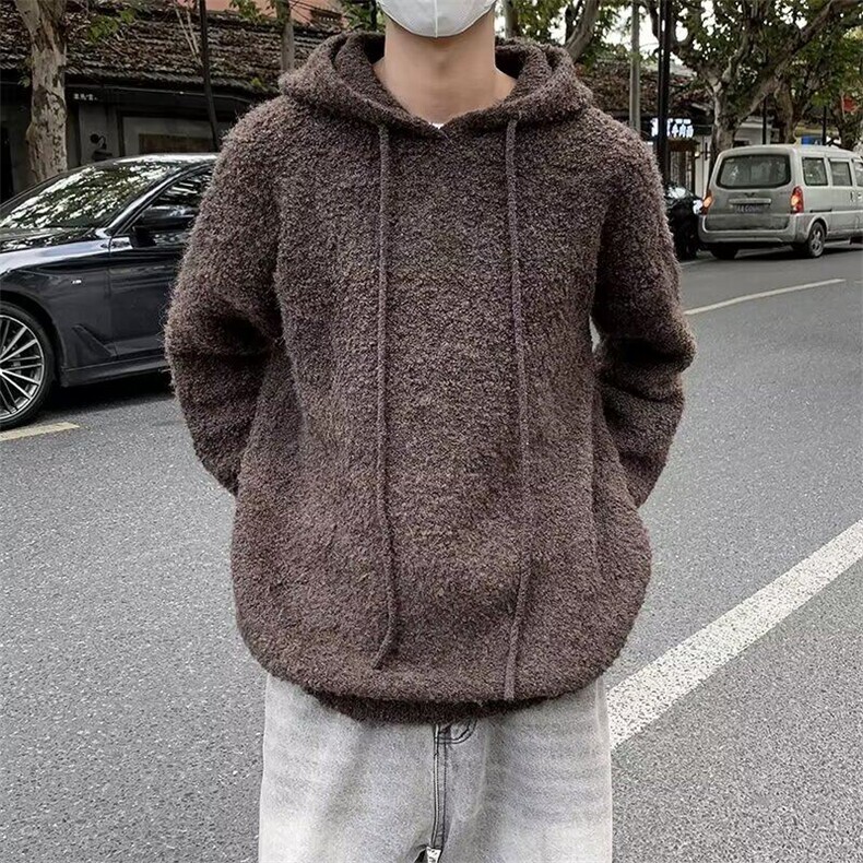 加绒连帽毛衣2024秋冬季新款宽松加厚保暖上衣男5732 P63图片