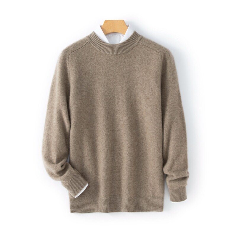 男秋冬休闲马鞍肩高磅羊绒衫经典长袖圆领毛衣舒适保暖百搭潮流，男装羊绒套衫，恒标羊绒