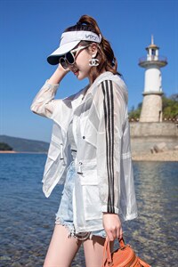 网红户外透气防紫外线防晒衣女夏季薄款中长款大码防晒服开衫潮图片