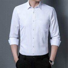 长袖衬衫衬衫中年男士商务休闲衬衣春装新款宽松潮流打底衫衣服男，男装衬衫，电商B212（原钱塘6029）