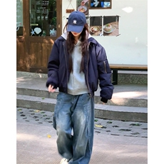 现货秋冬季美拉德立领飞行立领夹克boxy棉衣美式高街加厚加棉外套，男装夹克，电商A443