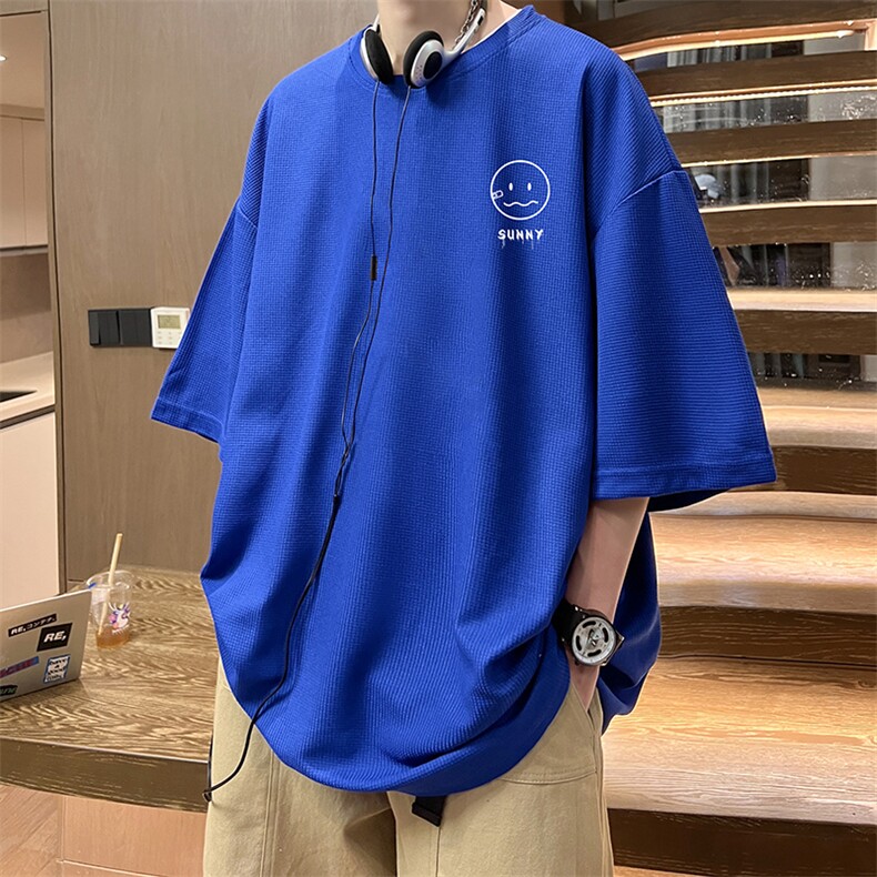华夫格t恤男短袖男大码五分袖酒店风HT73072-P22,男装T恤,电商A040