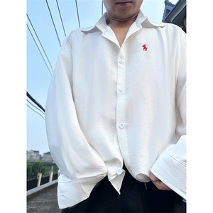 TS1慵懒风学院男士休闲长袖棉麻衬衫风透气凉爽高质量舒适潮图片