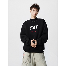 现货2025秋冬恶魔猫眼宽松半高领加绒大码卫衣A025-W935-P50，男装卫衣，电商A025