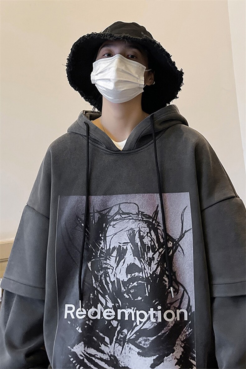 欧美高街复古连帽大码卫衣秋季宽松上衣复古休闲JK22328p65控78,男装卫衣,星座605(原A050)