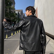 2025春新款港风机车帅气修身皮衣ins潮流皮衣外套W2124，男装皮衣，星座1108