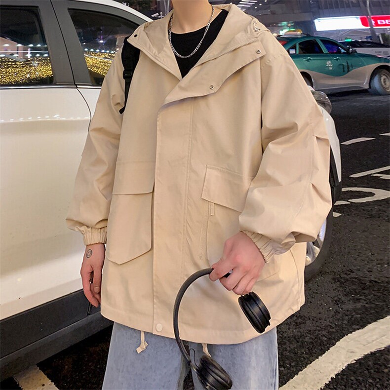 JK8107/P75春装现货冲锋衣男女美式工装外套连帽风衣宽松夹克，男装夹克，电商A141