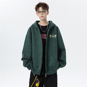 秋冬450克加厚砂洗做旧双钢头拉链衫连帽开衫卫衣JF83-特P78控118图片