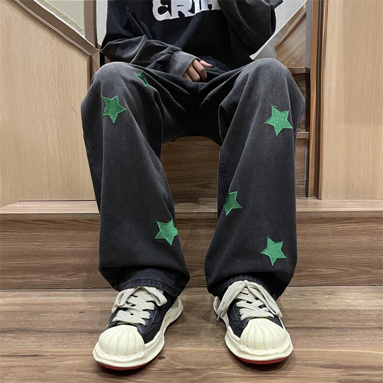 春秋新款美式复古牛仔裤男士高街ins潮牌直筒阔腿长裤K5041-P45,男装牛仔裤,星座512-2