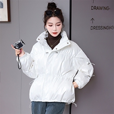 羽绒服冬季女2024年新款泡芙感立领时尚宽松显瘦白鸭绒面包服，女装羽绒服，卡杰菲