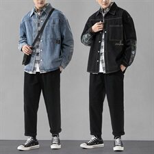 春秋季新款工装牛仔男韩版潮流夹克搭配三件套套装DF153T，男装夹克，电商A102
