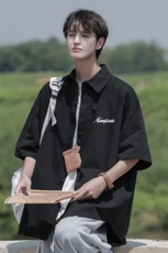 港风23春夏季时尚印花款百搭短袖衬衫S6209P35控48，男装T恤，电商A268A