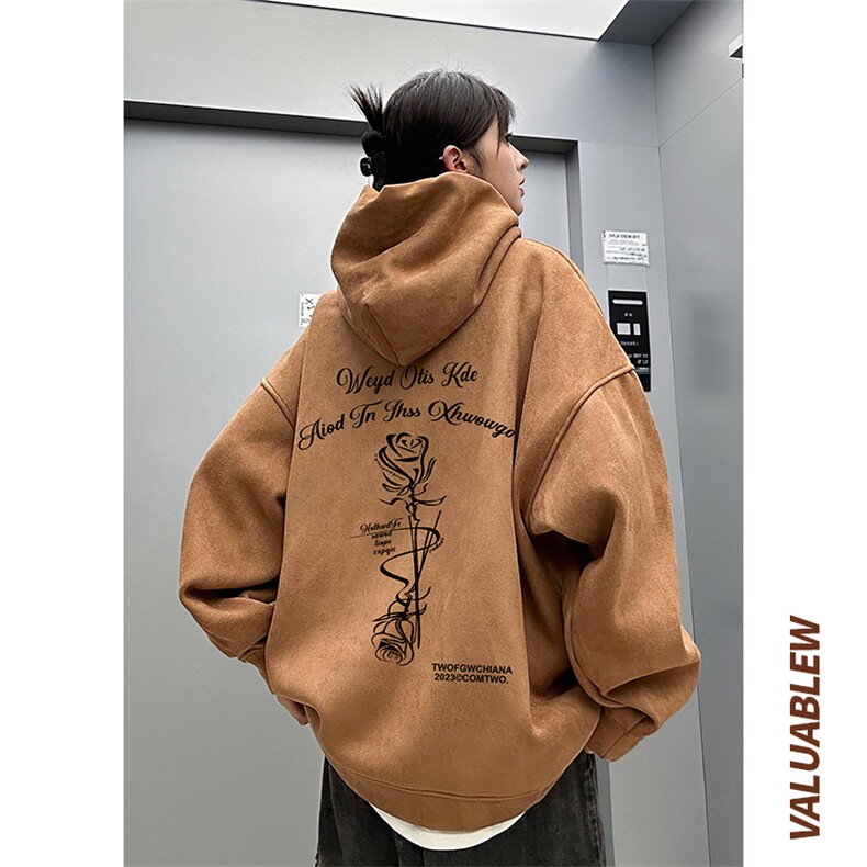麂皮绒连帽卫衣直播品质重磅400克玫瑰花印花JL7126-P45控78,男装卫衣,星座508（原C305）