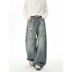 6109-风格店多横纱破洞高品洗水牛仔裤(P75X128)4，男装牛仔裤，电商C315