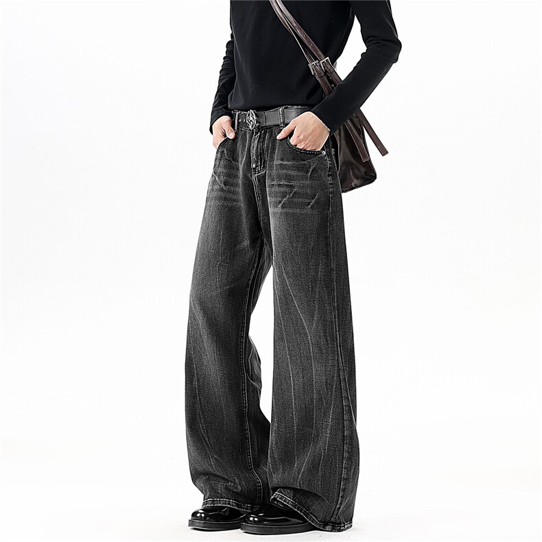 【现货】春装BKJ9083-P45控88闪电纹牛仔裤设计感直筒裤，男装牛仔裤，电商B335