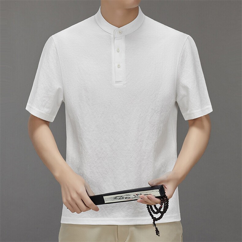 BGW-K425171夏季新款男士短袖立领衬衣风衬衫中老年男装图片