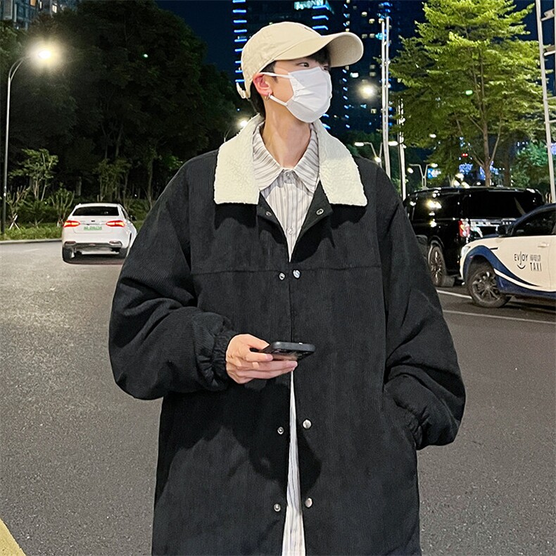 特批P78无差价冬季灯芯绒翻领夹克男羊羔毛棉衣美式百搭外套M82,男装棉衣,电商A001
