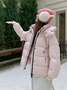 现货甜美泡芙感羽绒服外套女冬季新款韩系连帽加厚白鸭绒面包服图片
