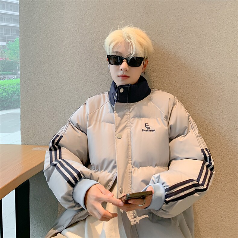 美式拼接棉服男冬季新款宽松立领面包服小个子棉衣外套8857/P105,男装棉衣,星座506