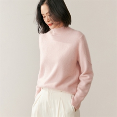 秋季新款半高圆领纯色针织衫时尚休闲百搭，女装针织衫/毛衣，鸥蕊娅羊绒