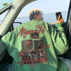 美式重磅水洗做旧圆领卫衣力推大码男XZ517A--3-ZH2710-P58，男装卫衣，星座517A-3