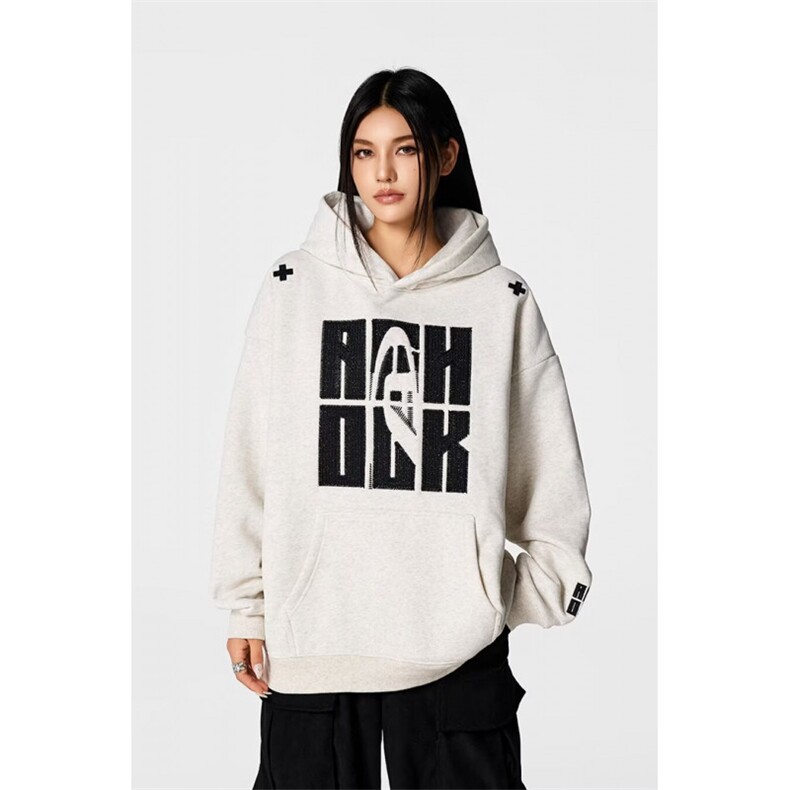 新款连帽衫ins宽松潮牌字母重工刺绣百搭套头卫衣-WY152-网络图,男装卫衣,星座1002-2