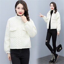 chic菱格棉服女2021年冬季新款棉衣棉袄ins潮韩版宽松短款，女装棉衣/棉服，笃写